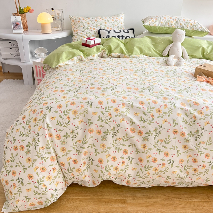 91家纺网 家纺一手货源 找家纺 沐棉 2022新款全棉13370四件套花颜系列 清雅