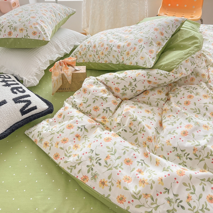 91家纺网 家纺一手货源 找家纺 沐棉 2022新款全棉13370四件套花颜系列 清雅