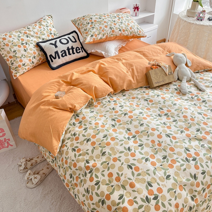 91家纺网 家纺一手货源 找家纺 沐棉 2022新款全棉13370四件套花颜系列 硕果