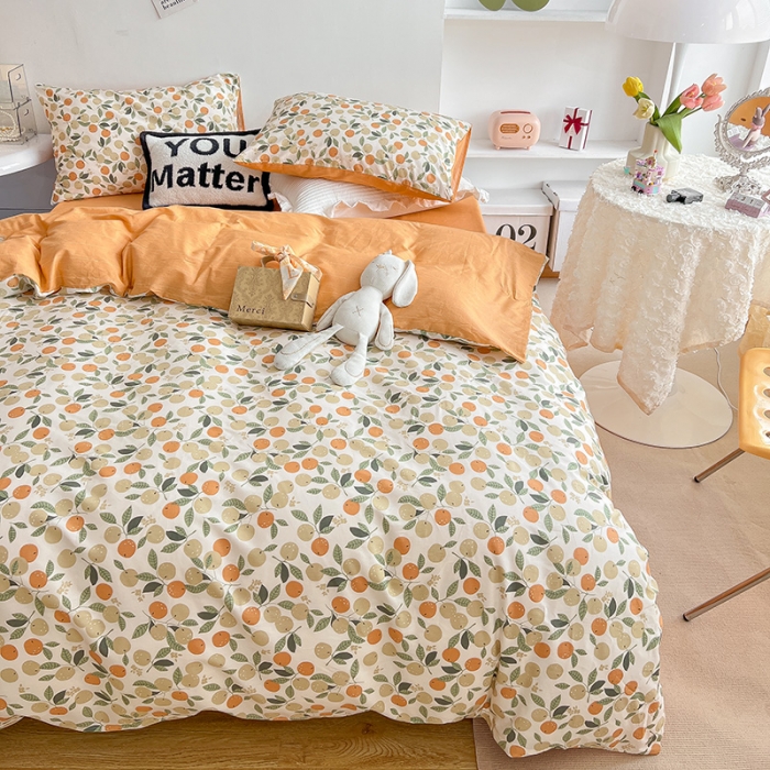 91家纺网 家纺一手货源 找家纺 沐棉 2022新款全棉13370四件套花颜系列 硕果