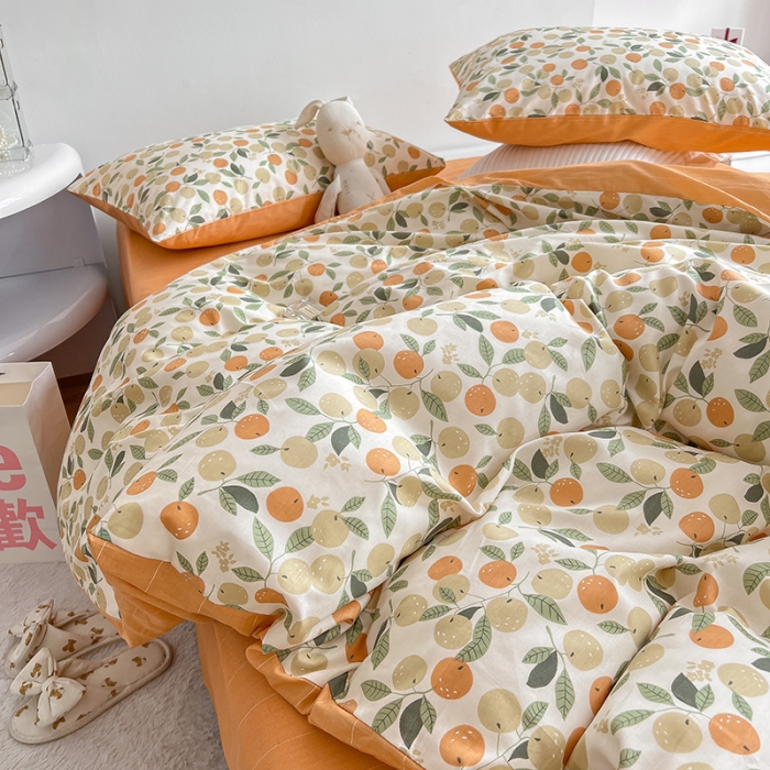 91家纺网 家纺一手货源 找家纺 沐棉 2022新款全棉13370四件套花颜系列 硕果