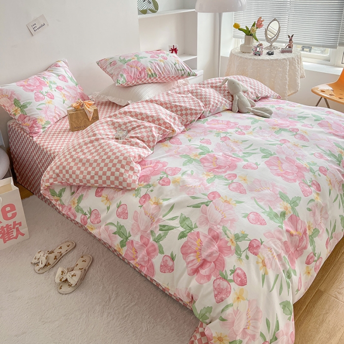 91家纺网 家纺一手货源 找家纺 沐棉 2022新款全棉13370四件套花颜系列 恬静