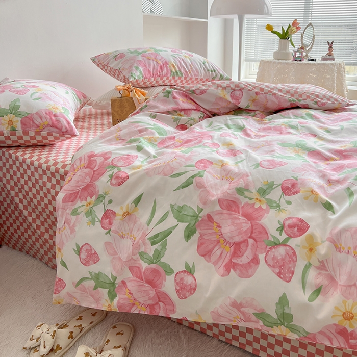 91家纺网 家纺一手货源 找家纺 沐棉 2022新款全棉13370四件套花颜系列 恬静