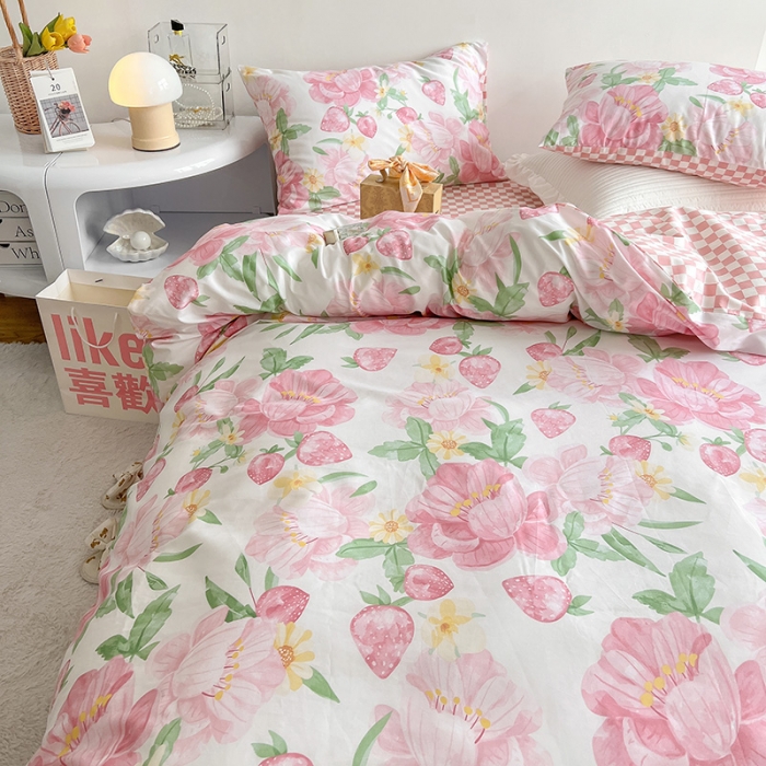 91家纺网 家纺一手货源 找家纺 沐棉 2022新款全棉13370四件套花颜系列 恬静