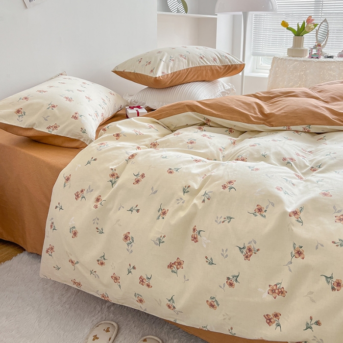 91家纺网 家纺一手货源 找家纺 沐棉 2022新款全棉13370四件套花颜系列 小美好