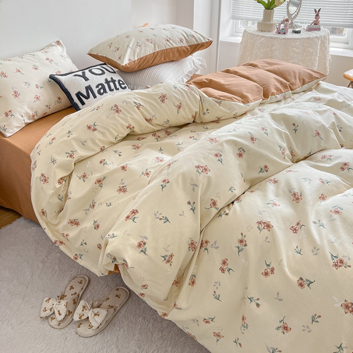 91家纺网 家纺一手货源 找家纺 沐棉 2022新款全棉13370四件套花颜系列 小美好