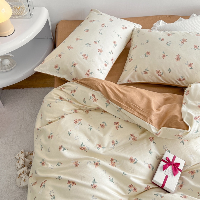 91家纺网 家纺一手货源 找家纺 沐棉 2022新款全棉13370四件套花颜系列 小美好