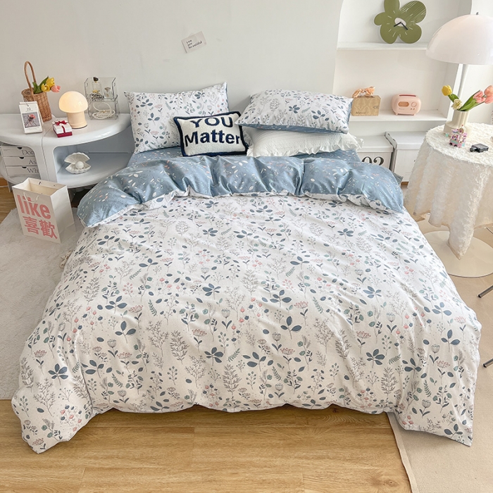 91家纺网 家纺一手货源 找家纺 沐棉 2022新款全棉13370四件套花颜系列 叶落知秋