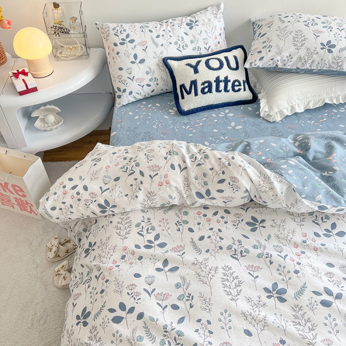 91家纺网 家纺一手货源 找家纺 沐棉 2022新款全棉13370四件套花颜系列 叶落知秋