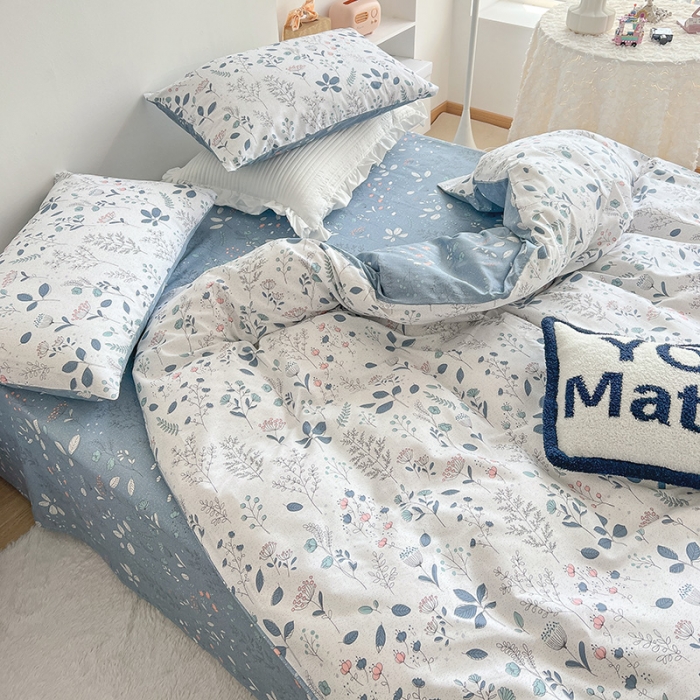 91家纺网 家纺一手货源 找家纺 沐棉 2022新款全棉13370四件套花颜系列 叶落知秋