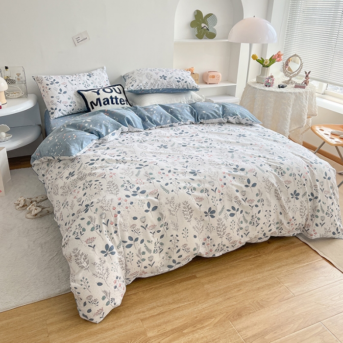 91家纺网 家纺一手货源 找家纺 沐棉 2022新款全棉13370四件套花颜系列 叶落知秋