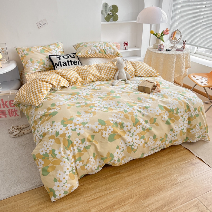 91家纺网 家纺一手货源 找家纺 沐棉 2022新款全棉13370四件套花颜系列 又见花开