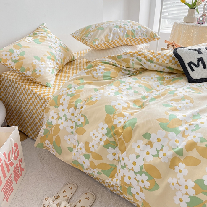 91家纺网 家纺一手货源 找家纺 沐棉 2022新款全棉13370四件套花颜系列 又见花开