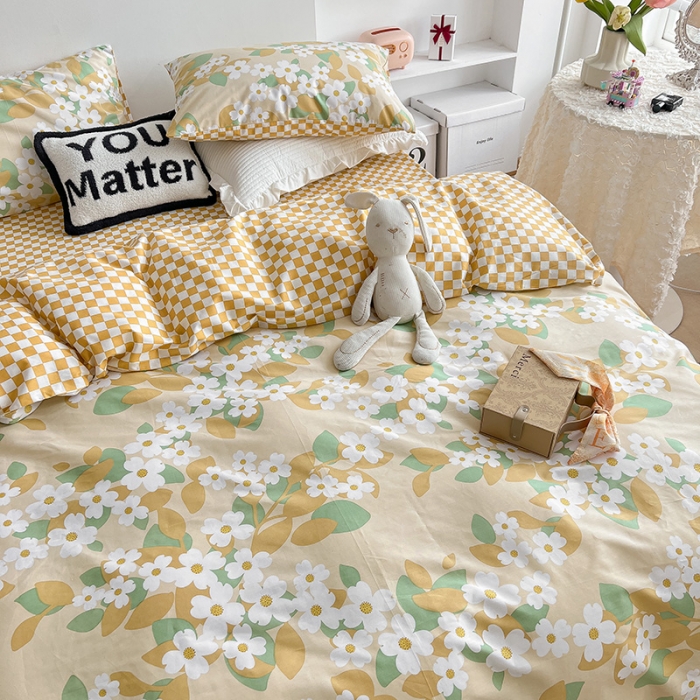 91家纺网 家纺一手货源 找家纺 沐棉 2022新款全棉13370四件套花颜系列 又见花开