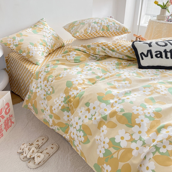 91家纺网 家纺一手货源 找家纺 沐棉 2022新款全棉13370四件套花颜系列 又见花开