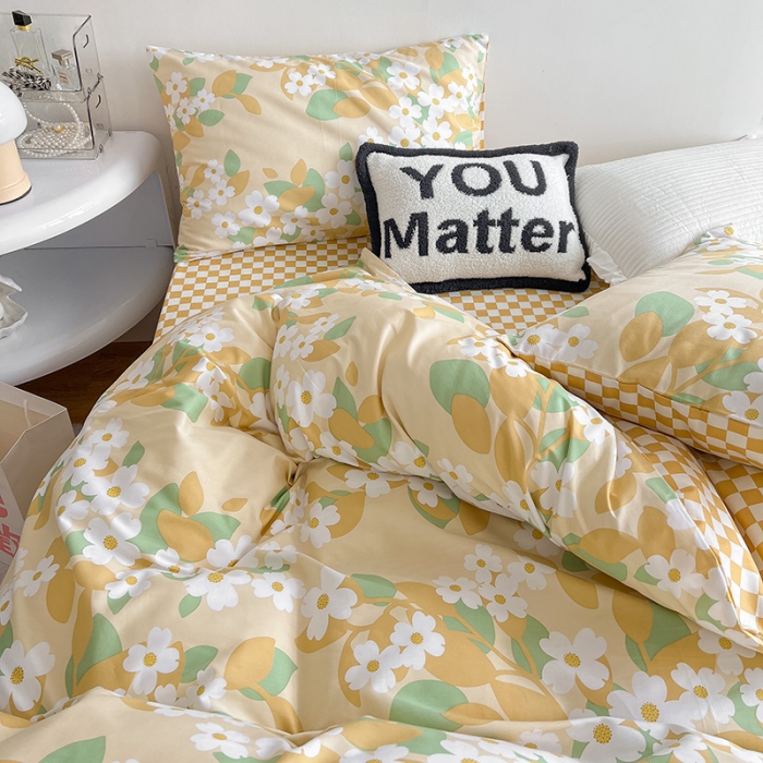 91家纺网 家纺一手货源 找家纺 沐棉 2022新款全棉13370四件套花颜系列 又见花开