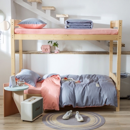 91家纺网 家纺一手货源 找家纺 纯色拼色全棉纯棉正宗13372学生宿舍三件套寝室上下铺六件套