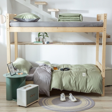 91家纺网 家纺一手货源 找家纺 纯色拼色全棉纯棉正宗13372学生宿舍三件套寝室上下铺六件套