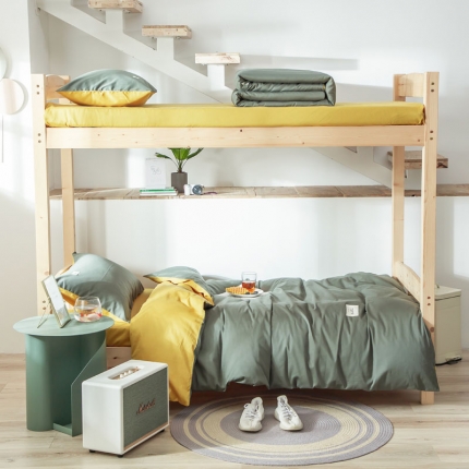 91家纺网 家纺一手货源 找家纺 纯色拼色全棉纯棉正宗13372学生宿舍三件套寝室上下铺六件套