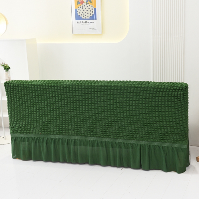 91家纺网 家纺一手货源 找家纺 启博家纺 2022新款泡泡纱简易无扶手裙摆沙发套 绿色