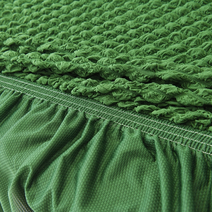 91家纺网 家纺一手货源 找家纺 启博家纺 2022新款泡泡纱简易无扶手裙摆沙发套 绿色