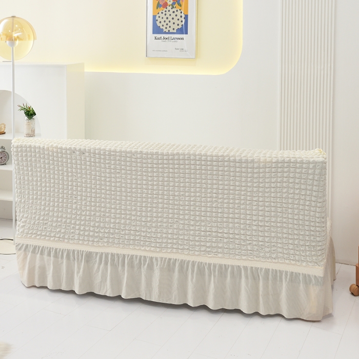 91家纺网 家纺一手货源 找家纺 启博家纺 2022新款泡泡纱简易无扶手裙摆沙发套 米白