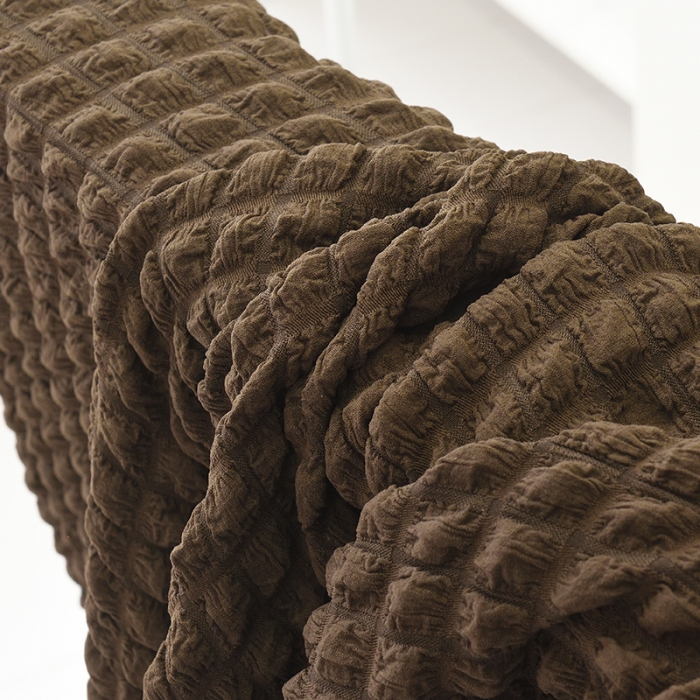 91家纺网 家纺一手货源 找家纺 启博家纺 2022新款泡泡纱简易无扶手裙摆沙发套 深咖色