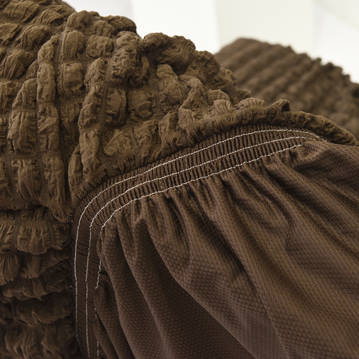 91家纺网 家纺一手货源 找家纺 启博家纺 2022新款泡泡纱简易无扶手裙摆沙发套 深咖色