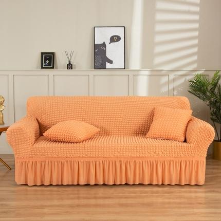 91家纺网 家纺一手货源 找家纺 启博家纺 2022新款泡泡纱弹力沙发套 桔色