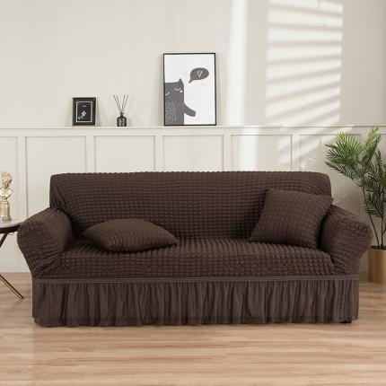 91家纺网 家纺一手货源 找家纺 启博家纺 2022新款泡泡纱弹力沙发套 咖啡