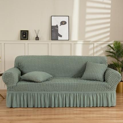 91家纺网 家纺一手货源 找家纺 启博家纺 2022新款泡泡纱弹力沙发套 青色