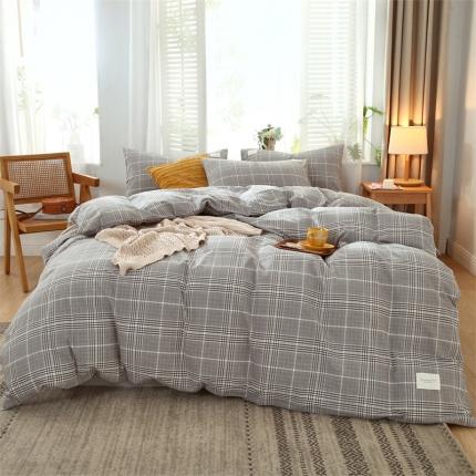 91家纺网 家纺一手货源 找家纺 （总）春皖 2023新款全棉色织水洗棉四件套 风格一