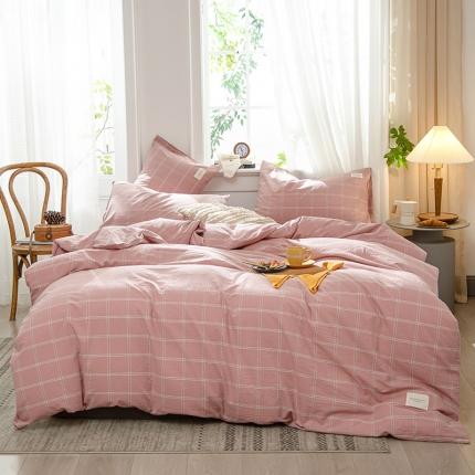 91家纺网 家纺一手货源 找家纺 （总）春皖 2023新款全棉色织水洗棉四件套 风格一