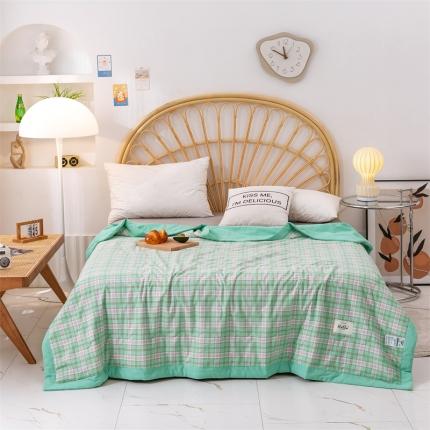 91家纺网 家纺一手货源 找家纺 简色坊 2023新款全棉色织水洗棉夏凉被格子款 西瓜格