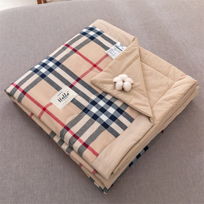 91家纺网 家纺一手货源 找家纺 简色坊 2023新款全棉色织水洗棉夏凉被格子款 格韵