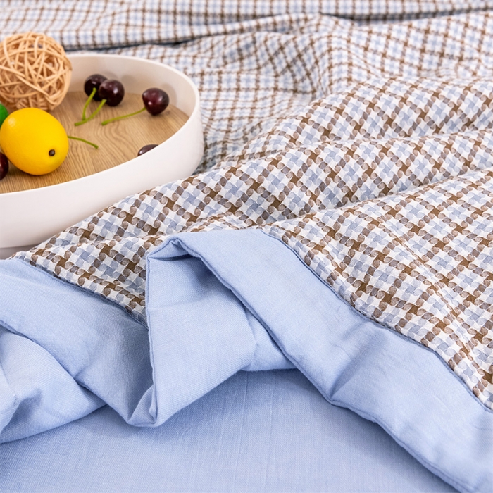 91家纺网 家纺一手货源 找家纺 简色坊 2023新款全棉色织小提花夏凉被小提花 梵西-豆棕