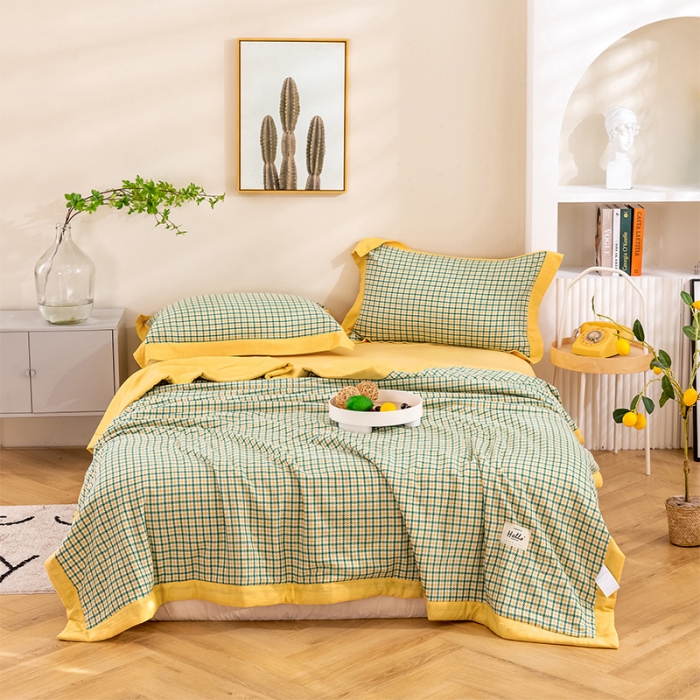 91家纺网 家纺一手货源 找家纺 简色坊 2023新款全棉色织小提花夏凉被小提花 梵西-橄榄绿