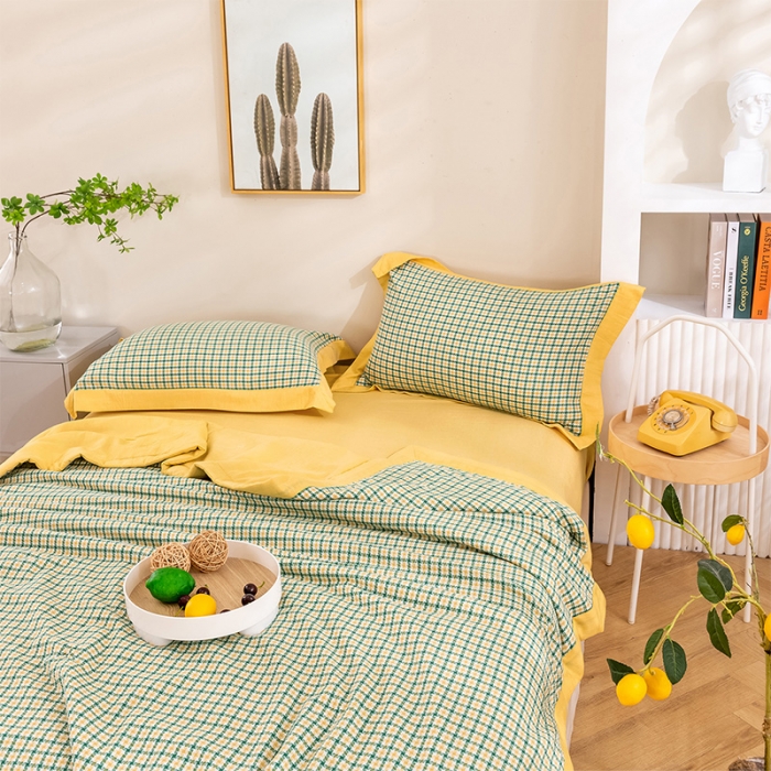 91家纺网 家纺一手货源 找家纺 简色坊 2023新款全棉色织小提花夏凉被小提花 梵西-橄榄绿