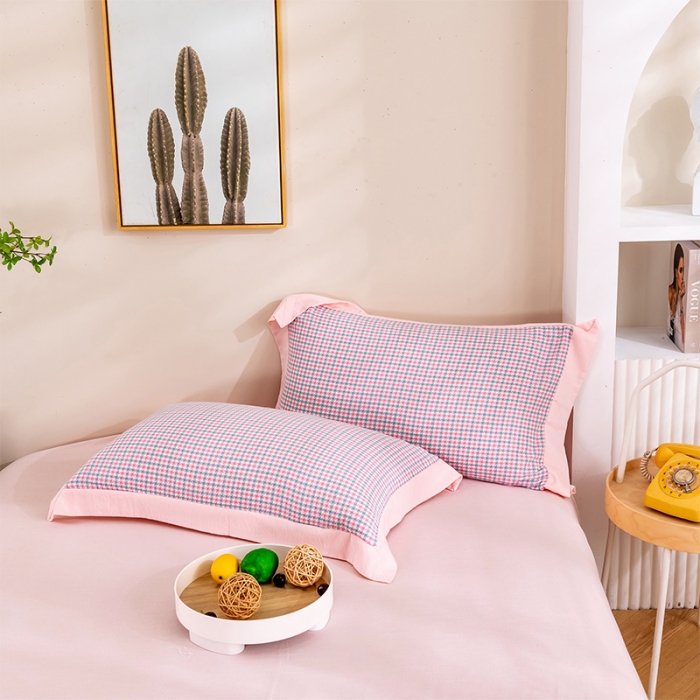 91家纺网 家纺一手货源 找家纺 简色坊 2023新款全棉色织小提花夏凉被小提花 梵西-灰粉