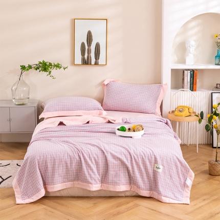 简色坊 2023新款全棉色织小提花夏凉被小提花 梵西-灰粉