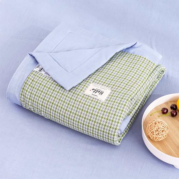 91家纺网 家纺一手货源 找家纺 简色坊 2023新款全棉色织小提花夏凉被小提花 梵西-抹茶绿