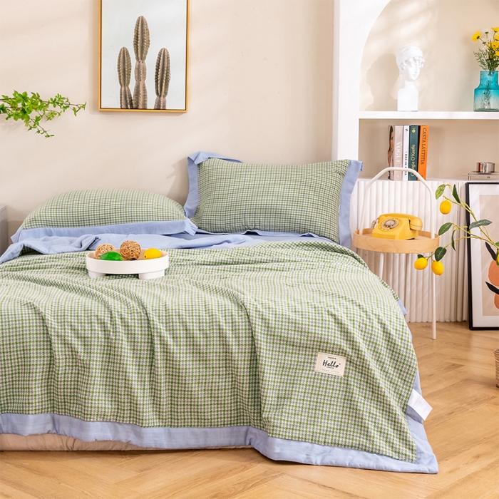 91家纺网 家纺一手货源 找家纺 简色坊 2023新款全棉色织小提花夏凉被小提花 梵西-抹茶绿