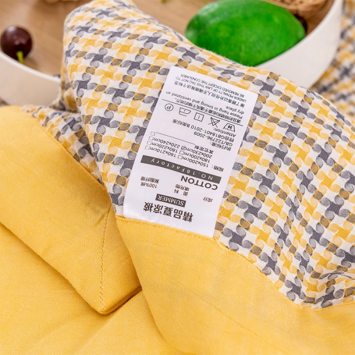 91家纺网 家纺一手货源 找家纺 简色坊 2023新款全棉色织小提花夏凉被小提花 梵西-杏黄