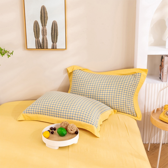 91家纺网 家纺一手货源 找家纺 简色坊 2023新款全棉色织小提花夏凉被小提花 梵西-杏黄