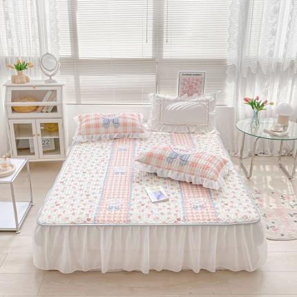 91家纺网 家纺一手货源 找家纺 佰亿莱 2024新款韩版床裙款乳胶凉席三件套 复古花园