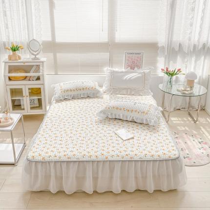 91家纺网 家纺一手货源 找家纺 佰亿莱 2024新款韩版床裙款乳胶凉席三件套 幸运花