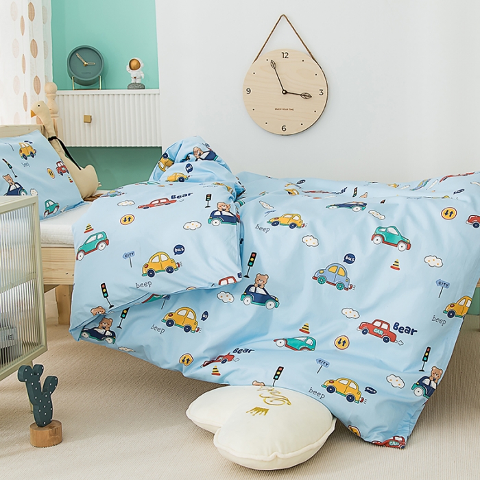 91家纺网 家纺一手货源 找家纺 良佐生活 2022新款60支全棉贡缎儿童被套 滴滴汽车