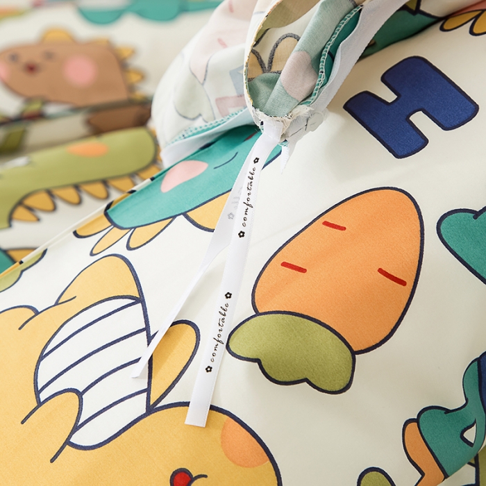 91家纺网 家纺一手货源 找家纺 良佐生活 2022新款60支全棉贡缎儿童被套 吃货恐龙