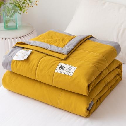 91家纺网 家纺一手货源 找家纺 鸣升全棉水洗棉纯色棉花夏被被子被芯空调被夏凉被明亮黄