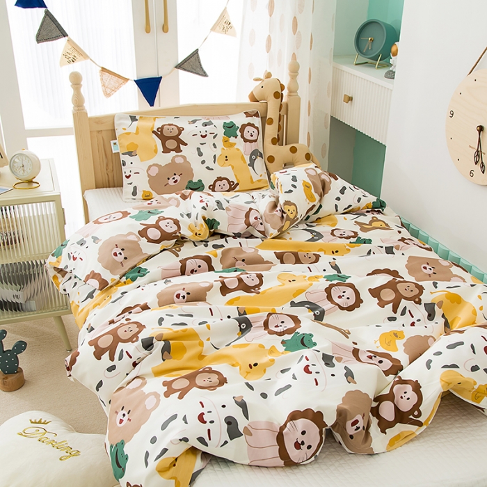91家纺网 家纺一手货源 找家纺 良佐生活 2022新款60支全棉贡缎儿童被套 奇幻丛林